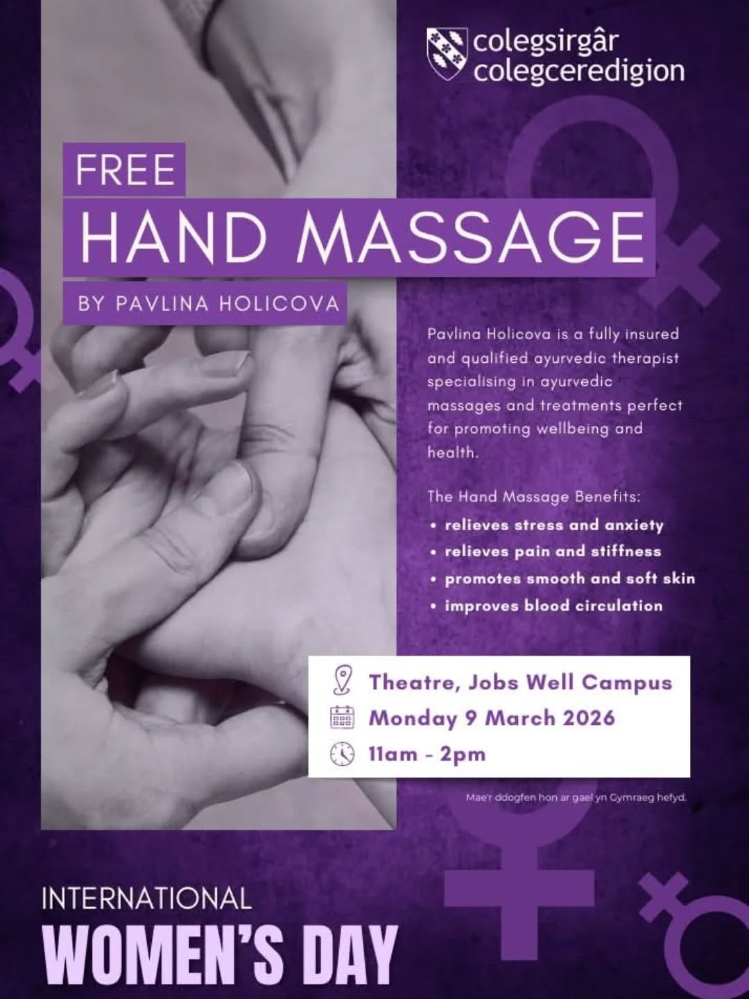 💜 Happy International Women’s Day 💜

I will offer an Ayurvedic hand massage to our students and staff in @carmarthenschoolofart to celebrate together with @colegsirgarandceredigion and @carmarthenschoolofart 115 years of empowering and uplifting women everywhere. 

⭐️ How Can Ayurveda Promote Health In Educational Settings?
Bringing Ayurvedic treatments and principles into educational settings is driven by the need for a more holistic approach to health and the desire to promote preventative care among younger generations.

⭐️ The Key Reasons To Bring Ayurvedic Treatments To Educational Settings

🔺 1 Promoting Preventative Health and Well-being:
✅ Focus on Prevention: 
Unlike modern medicine, which often focuses on treating symptoms, Ayurveda focuses on preventing disease by identifying underlying causes and promoting wellness.
✅ Lifestyle Management: 
Incorporating Ayurvedic principles (e.g., daily routines or dinacharya) in schools can help students manage stress, anxiety, and lifestyle disorders early in life.
✅ Empowering Self-Care: 
Students can learn to understand their own body constitution (Prakriti) and manage their health through natural remedies, diet, and lifestyle adjustments. 

🔺 2 Holistic Education and Personal Growth:
✅ Mind-Body Connection: 
Ayurveda teaches that health is a balance between body, mind, and spirit. Bringing this into education fosters a more compassionate and comprehensive understanding of health.
✅Cultural Connection: Ayurveda is deeply rooted in Indian culture, philosophy, and spirituality. Educating students in this field helps preserve and pass down traditional knowledge systems. 

#internationalwomensday #IWD2026 #womensdayspecial #IWD
#studentswellbeing Healing selfkindness kindness actsofkindness improvementalhealth communitysupport personalgrowth studentlife StudentSupport CommunityConnections rippleeffect InspireChange senseofbelonging youareworthit healinghands handmassage ayurveda ayurvedic ayurvedicmassage ayurvedainschool lifestylemanagement dinacharya selfcare mindbodyconnection holistichealth 

Photo Credit: Marketing Team Coleg Sir Gar