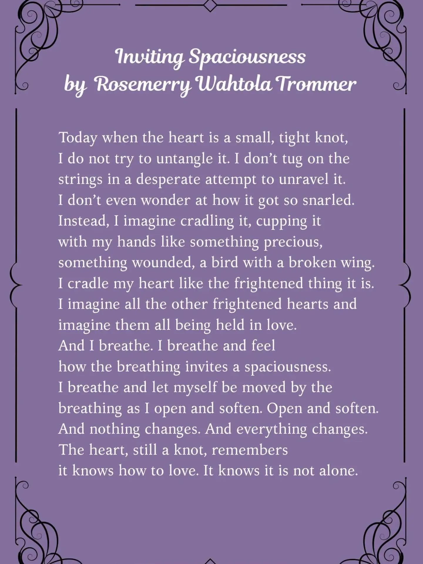 You are not alone ❣️

Breathe, open, soften 🩷

I am breathing with you 💜

We cradle our hearts and we hold them in love 💚

We know we are not alone ❤ 

#HeartHealth #spaciousness #connection #emotionalwellbeing #EmotionalHealing